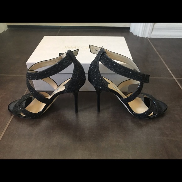 Jimmy Choo Heels / Sandals Lottie Black Glitter 39 - Picture 2 of 4
